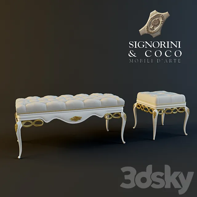 Bench and poof Signorini & coco. Forever 3DModel Bench and poof Signorini & coco. Forever 3DModel