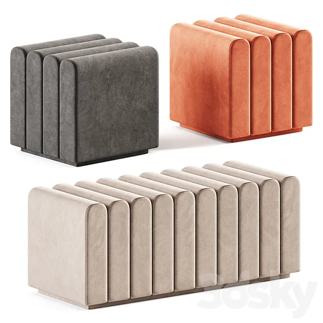 Bench Bente Eichholtz _ Pouf 3DModel Bench Bente Eichholtz _ Pouf 3DModel