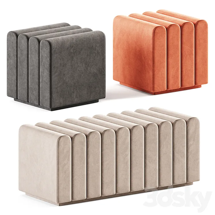 Bench Bente Eichholtz \/ Pouf 3D Model Free Download