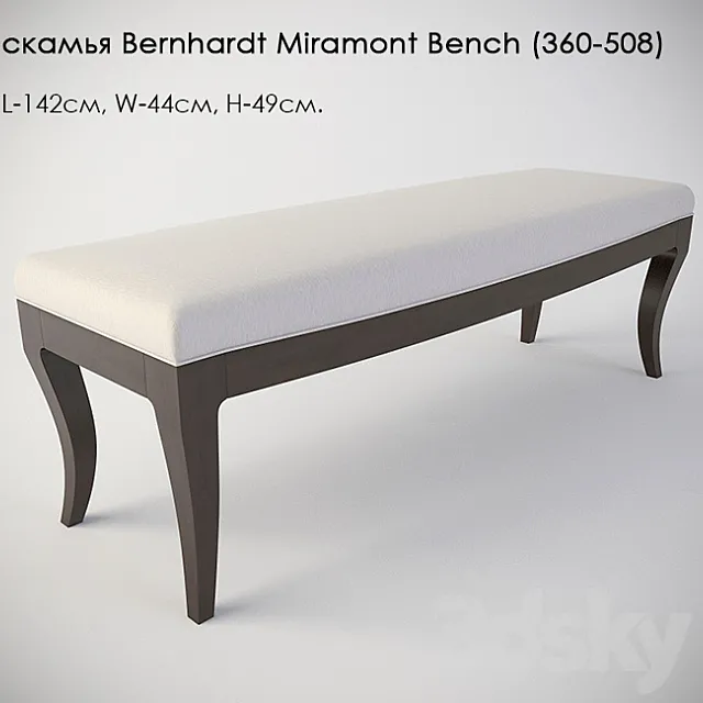 Bench Bernhardt Miramont Bench (360-508) 3DModel Bench Bernhardt Miramont Bench (360-508) 3DModel