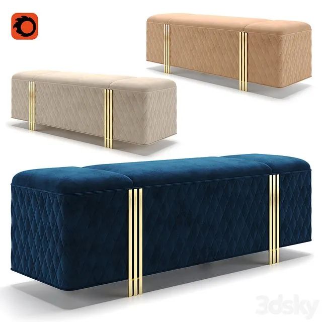 Bench Charlotte by MOBEL & ZEIT 3D Model Bench Charlotte by MOBEL & ZEIT 3D Model