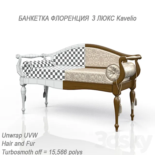 Bench Florence 3 suite Kavelio 3DModel Bench Florence 3 suite Kavelio 3DModel
