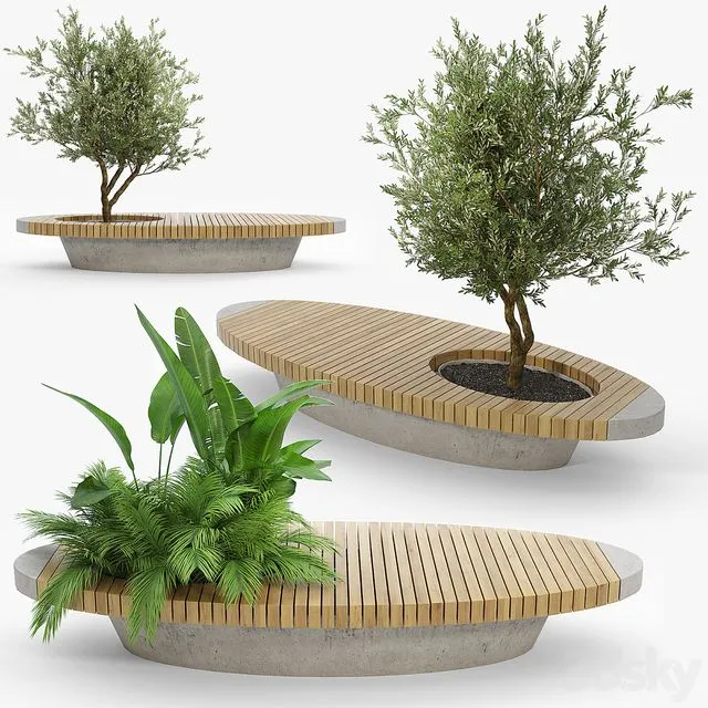 Bench flowerbed 3D Model Bench flowerbed 3D Model