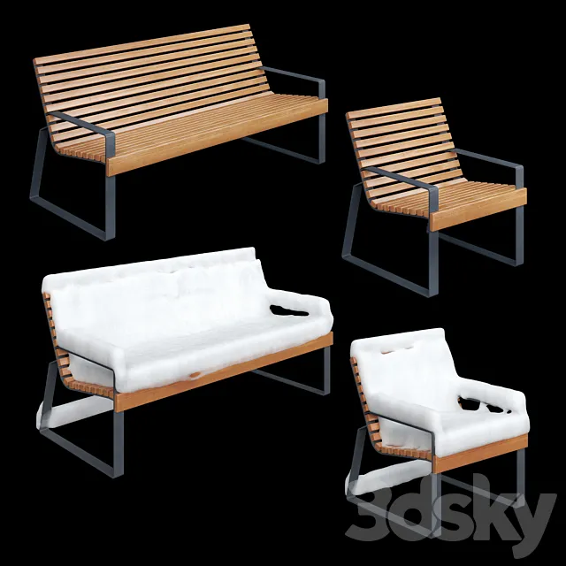 Bench “Gloria” Adanat under the snow 3D Model Bench “Gloria” Adanat under the snow 3D Model