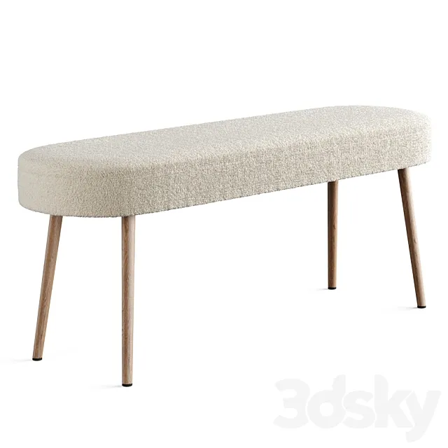 Bench in solid beech with boucle upholstery Jimi 3D Model Bench in solid beech with boucle upholstery Jimi 3D Model