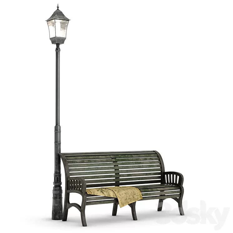 Bench. Lamp 3D Model