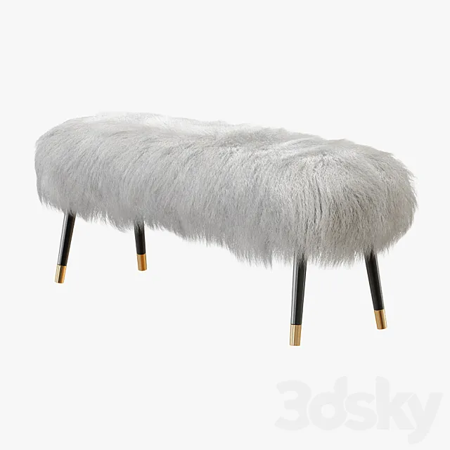 Bench Mongolian Lamb Fur 3D Model Bench Mongolian Lamb Fur 3D Model