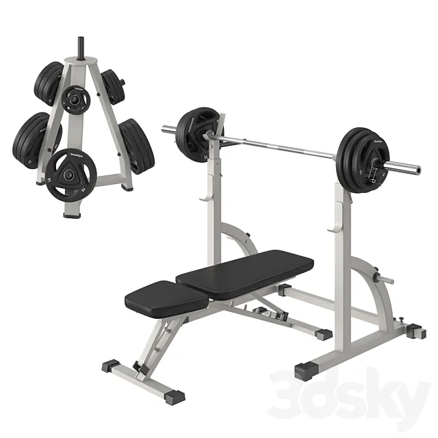 Bench Press Barbell 3D Model