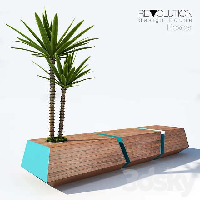 Bench. Revolution Design House design. Boxcar Bench 3DModel Bench. Revolution Design House design. Boxcar Bench 3DModel