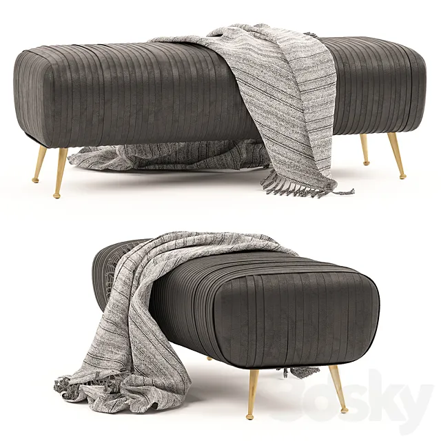 Bench souffle-ruched leather 3D Model Bench souffle-ruched leather 3D Model