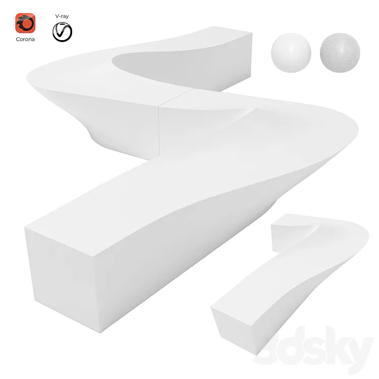Bench Wave 3D Model
