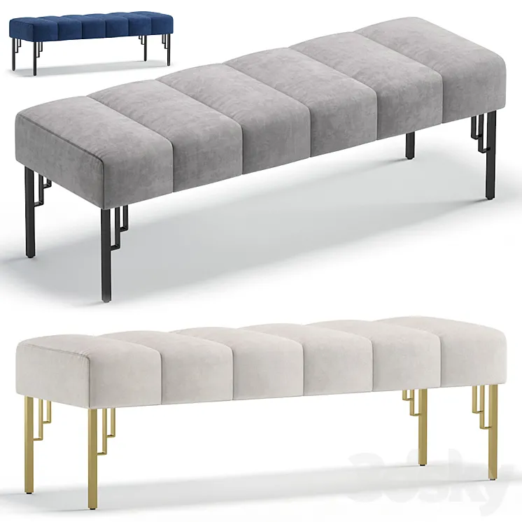 Bench WHITNEY by Cazarina Interiors 3 Colors Version 3D Model Free Download