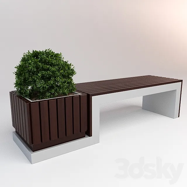 Bench with bush 3DModel Bench with bush 3DModel