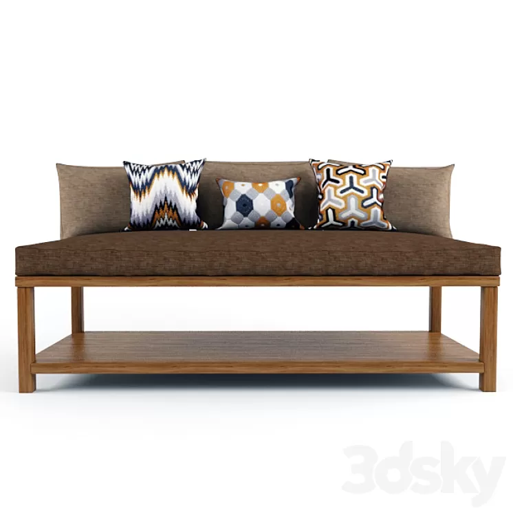 Bench with cushions 3D Model