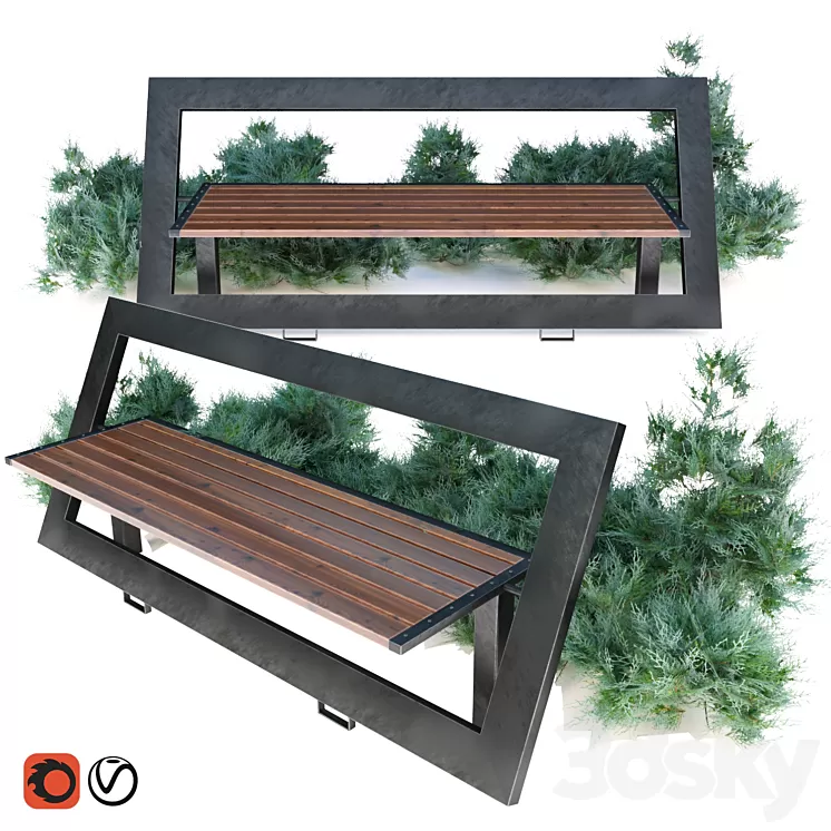 bench with juniper 3D Model bench with juniper 3D Model