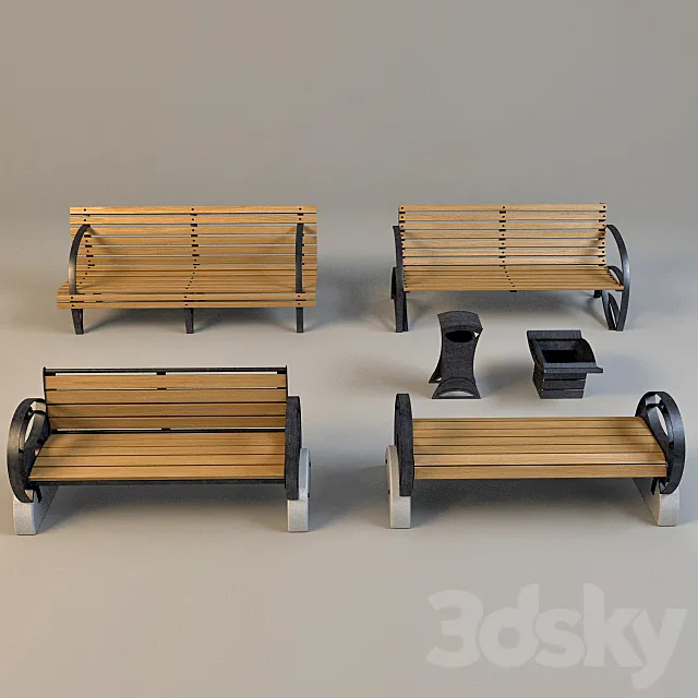 Benches and urns 3DModel Benches and urns 3DModel