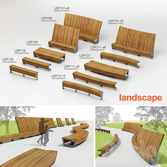 Benches Landscape 3DModel Benches Landscape 3DModel