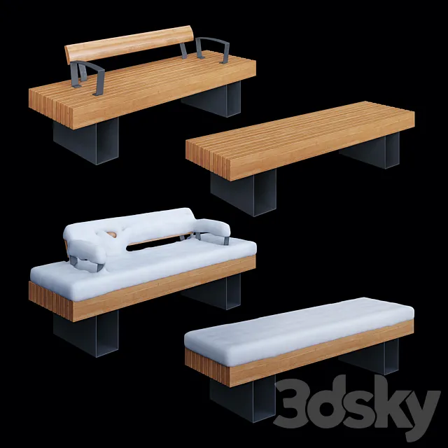 Benches London Adanat under the snow 3D Model Benches London Adanat under the snow 3D Model