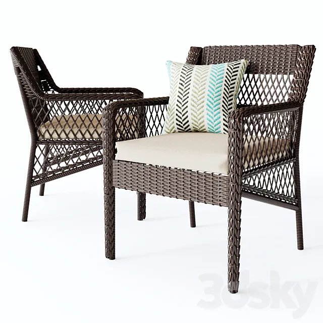 Benedetto Patio Dining Chair with Cushion 3DModel