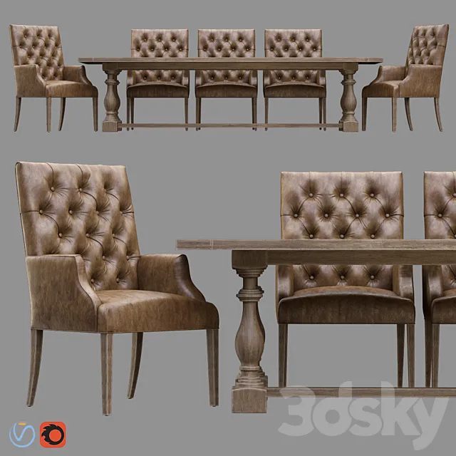 Bennett Parsons Leather Armchair _ 17th s. Monastery 3D Model