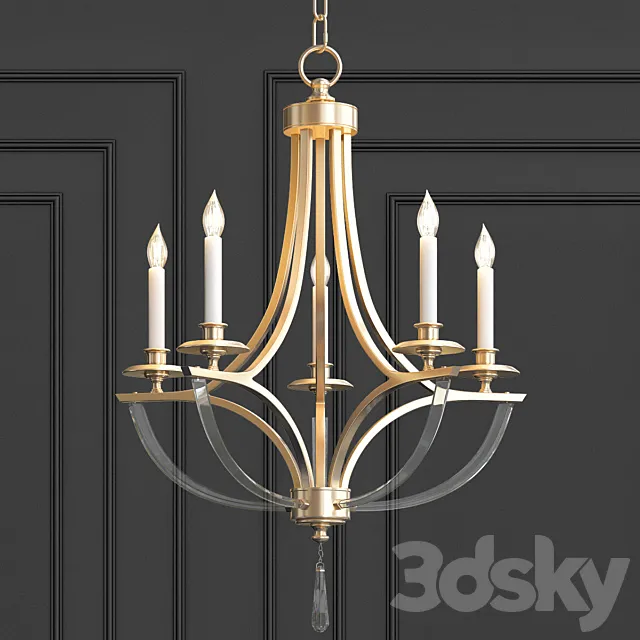 Bent 5-Light Crystal Chandelier 3D Model Bent 5-Light Crystal Chandelier 3D Model