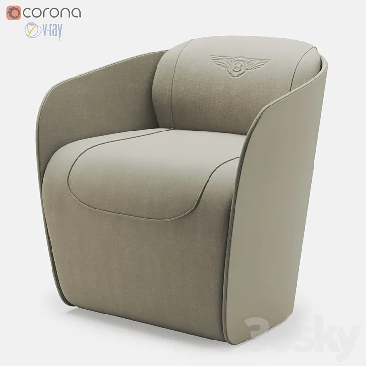 Bentley rugby armchair 3D Model Free Download