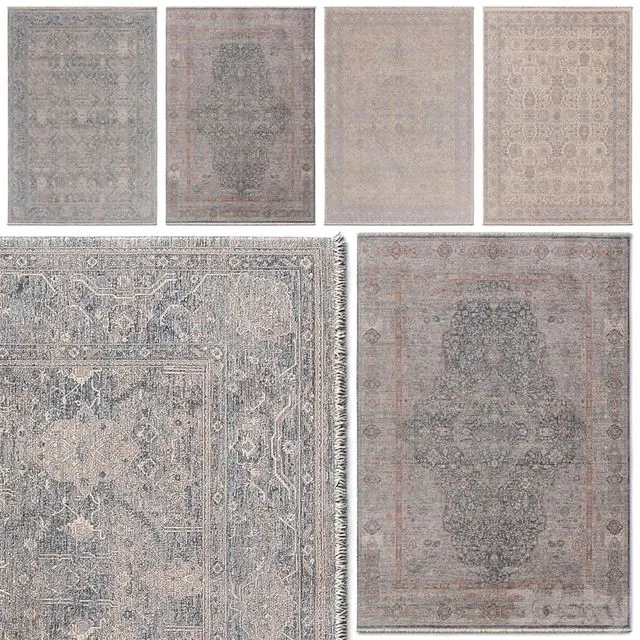 Benuta Juna Carpet Set Blue Beige Gray Multicolor Rug set 3D Model Benuta Juna Carpet Set Blue Beige Gray Multicolor Rug set 3D Model