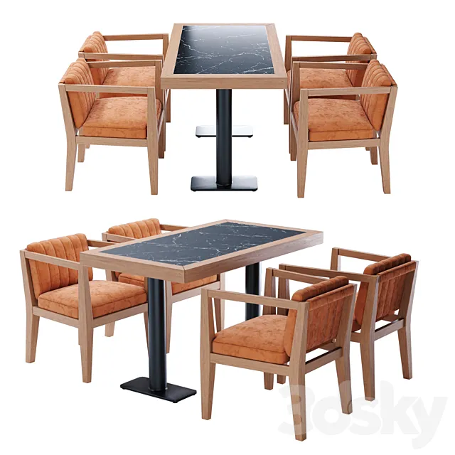 Berba group Chairs and table in a cafe 3D Model