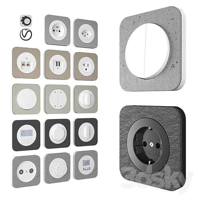 Berker R1 Sanded concrete. aluminum and slate 3DModel Berker R1 Sanded concrete. aluminum and slate 3DModel