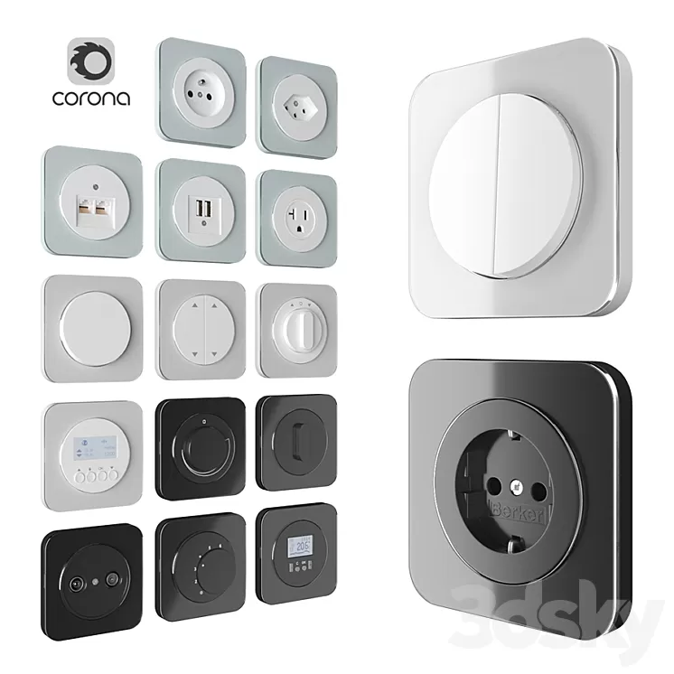 Berker Serie R1 Glass 3D Model