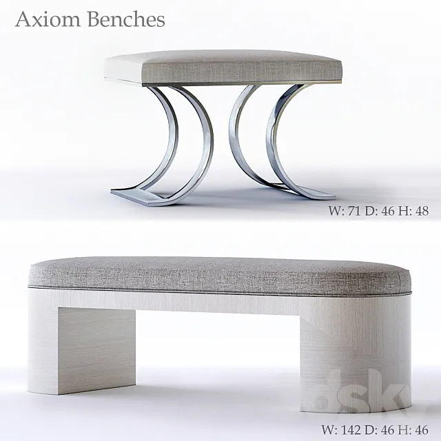 Bernhardt Axiom Bench 3D Model Bernhardt Axiom Bench 3D Model