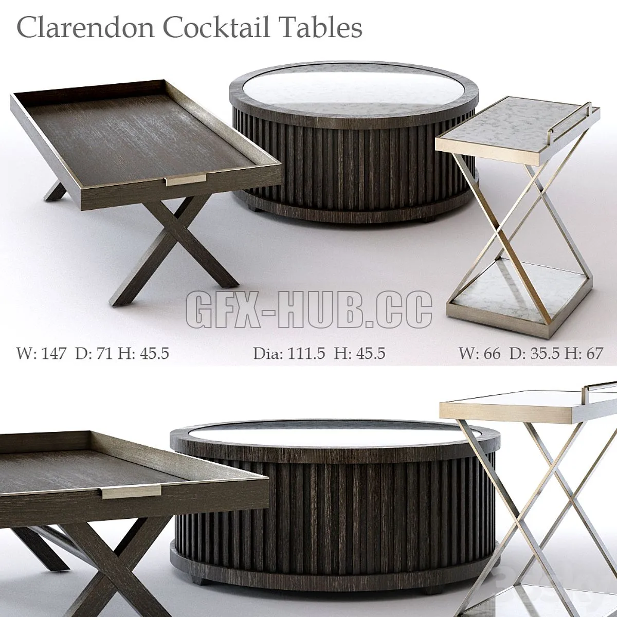 Bernhardt Clarendon Cocktail Tables 3D Model