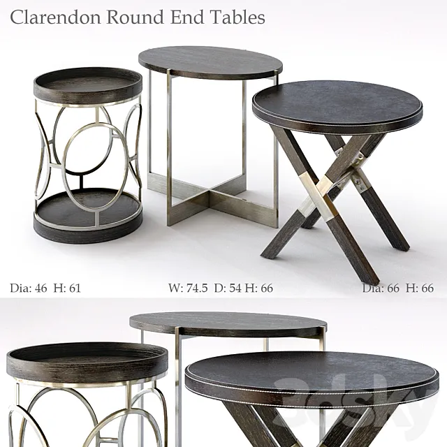 Bernhardt Clarendon Round End Tables 3DModel Bernhardt Clarendon Round End Tables 3DModel