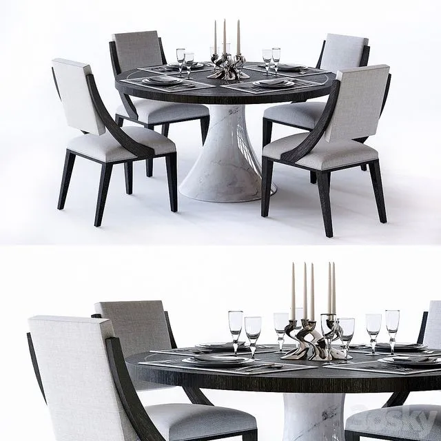 Bernhardt Decorage Dining Set (round table) 3D Model