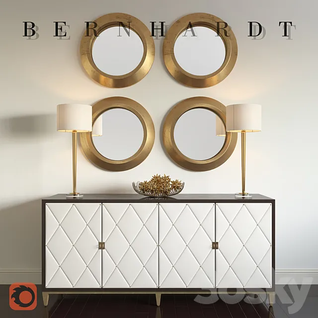 Bernhardt Jet Set Buffet &Jet Set Round Mirror 3DModel