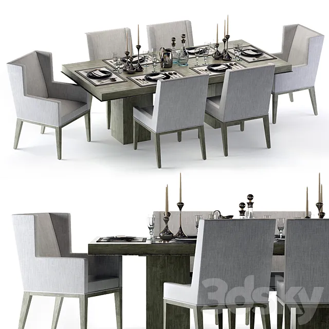 Bernhardt Linea Dining Set Greige 3D Model