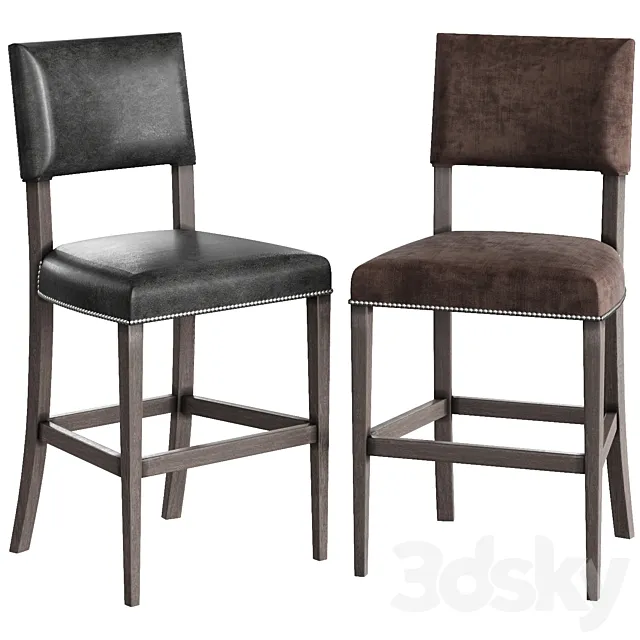 BERNHARDT Moore leather bar stool 3D Model