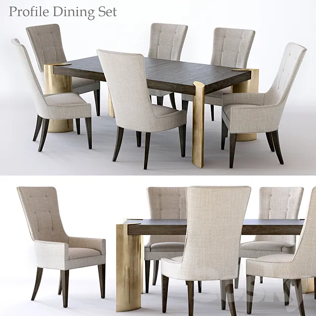Bernhardt Profile Dining Set 1 3D Model