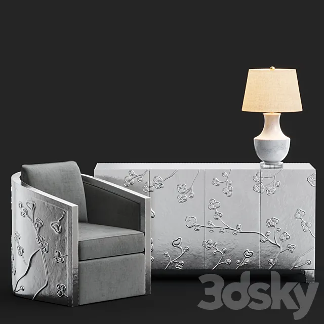 Bernhardt Sasha Chair _ Fleur Credenza 3DModel Bernhardt Sasha Chair _ Fleur Credenza 3DModel
