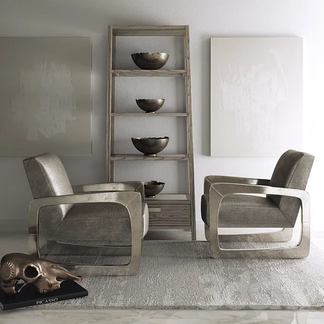 Bernhardt – Silvain Chair & Chilton Etagere 3D Model Bernhardt – Silvain Chair & Chilton Etagere 3D Model