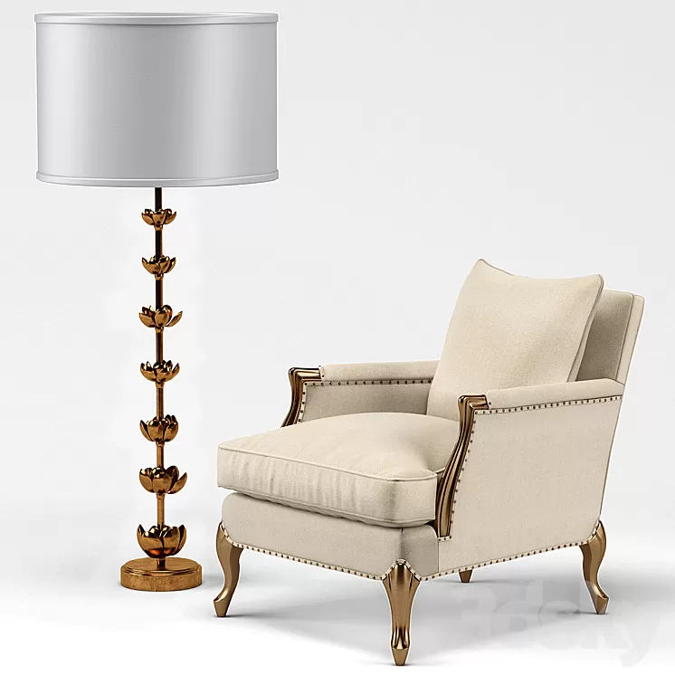 Bernice Chair Amalie Regency Lamp 3D Model Bernice Chair Amalie Regency Lamp 3D Model