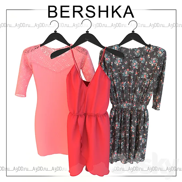 BERSHKA (dresses on hangers) 3DModel