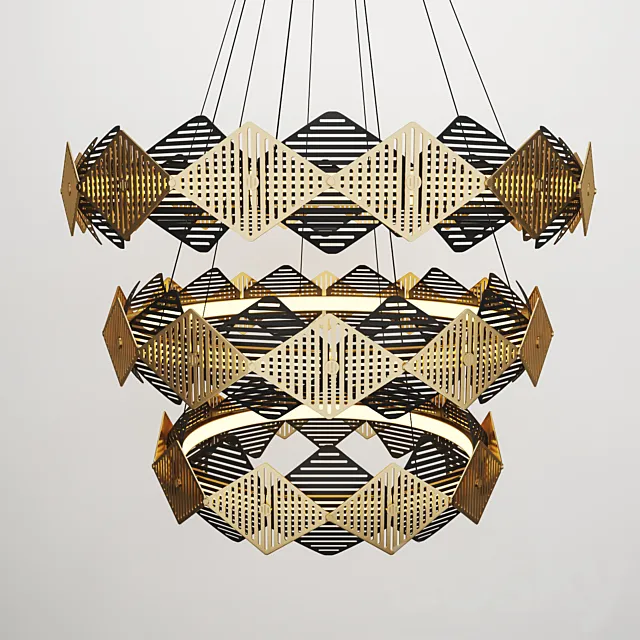 Bert Frank Rote Triple Chandelier 3DModel