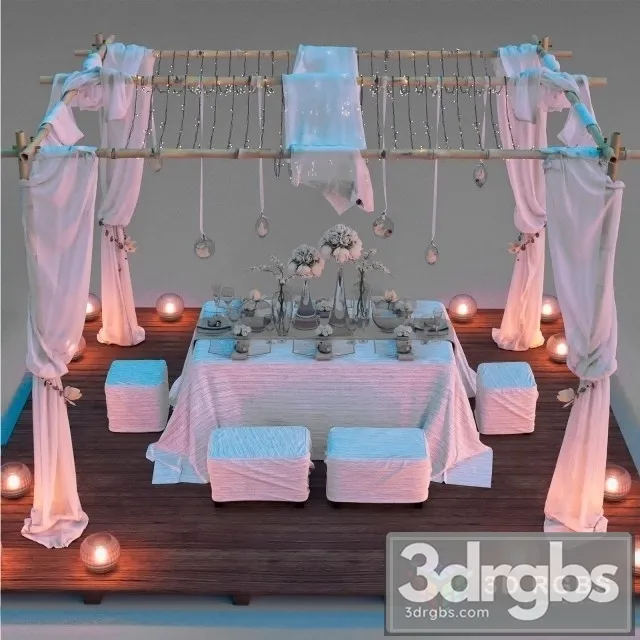 Besedka Outdoor Table and Chair 3D Model Download Besedka Outdoor Table and Chair 3D Model Download