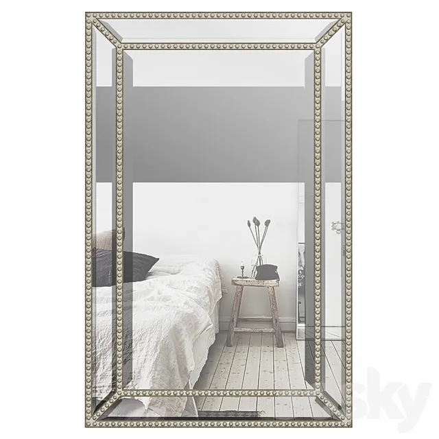 Beveled Beaded Accent Wall Mirror 3D Model