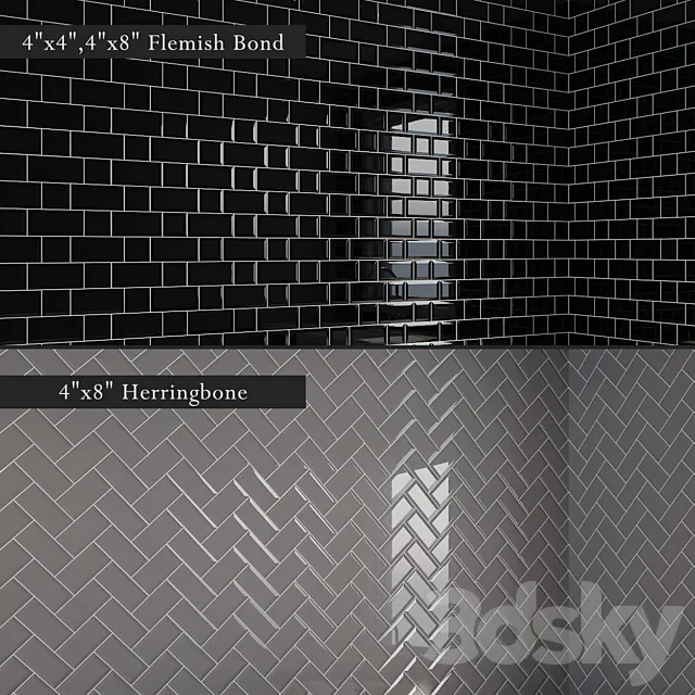 Beveled Subway Tiles [10 Patterns] 3DModel