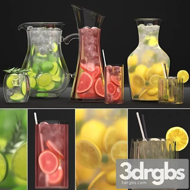 Beverages. lemonade 1. drinks lemonade citrus decanter cocktail lemon lime decor beverages 3D Model Download