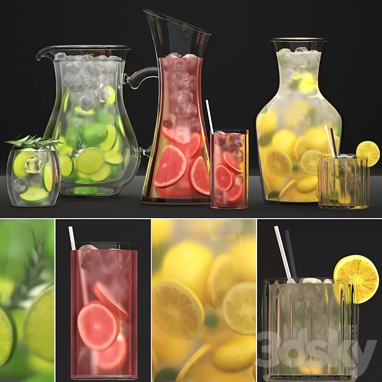 Beverages. Lemonade 1. Drinks Lemonade Citrus decanter cocktail lemon lime decor Beverages 3D Model