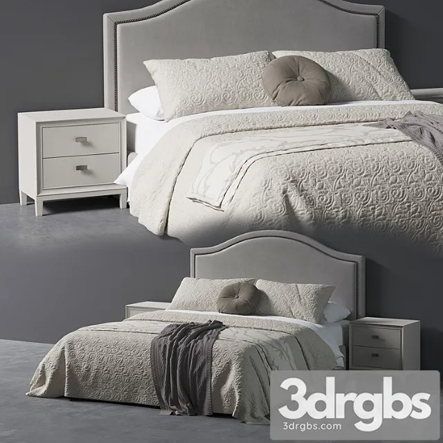 Beverly queen headboard bed 2 3D Model Download