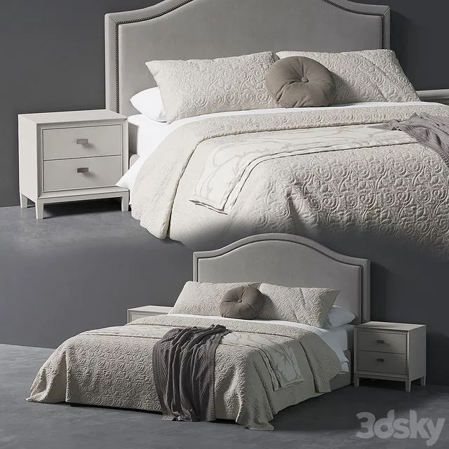Beverly Queen Headboard Bed 3D Model Beverly Queen Headboard Bed 3D Model
